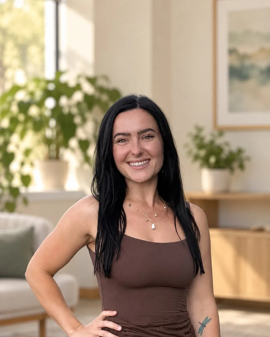 Alissa Ruder smiling in a sunlit living room